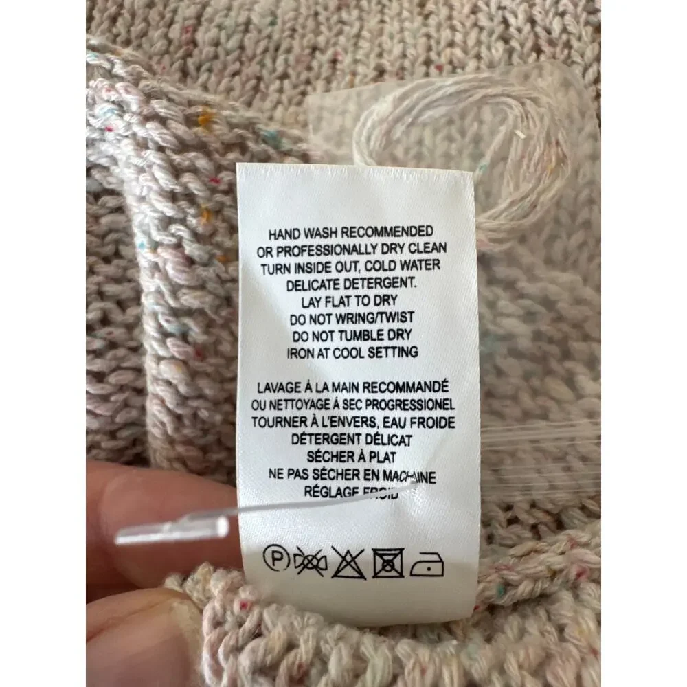 KERRI ROSENTHAL Summer Vestie Sweater Multi Size Medium Tan Cream Pink Blue